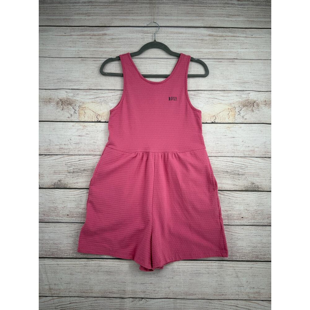 Roxy Girl Swiss Dot Tank Romper Youth Girls 14/XL Pink Stretch NEW